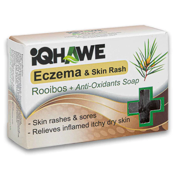 Find relief from skin rashes and sores with Iqhawe Eczema & Skin Rash Soap. It is specially formulated to alleviate discomfort, reduce inflammation, and provide gentle care for irritated and sensitive skin.Say goodbye to itchiness and dryness. Our soap helps to relieve itching and restore moisture to dry, parched skin. Enjoy the relief and comfort of hydrated, nourished skin.