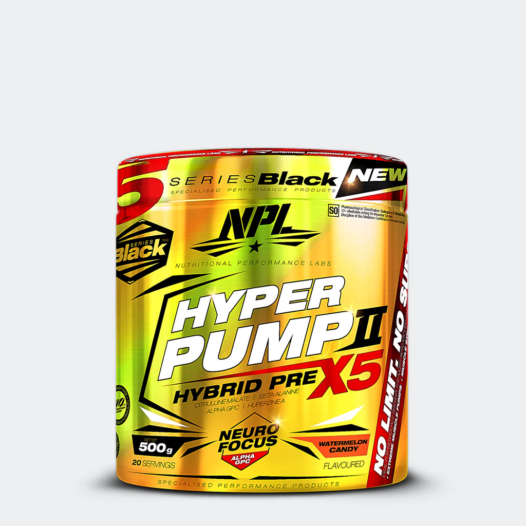 NPL Hyper Pump Watermelon Candy Hybrid Pre-Workout is clinically dosed with scientifically proven ingredients that will maximize workout performance and produce results! Athletes understand that in order to demolish boundaries and gain that competitive edge, you need a pre-workout that delivers a 5-factor potential that includes explosive power, strength, energy, mental focus and endurance.