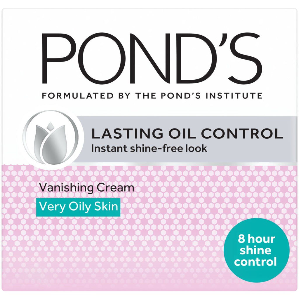 Pond’s Lasting Oil Control Matte Skin Vanishing Face Cream Moisturizer for very oily skin has a dual active system designed to reduce excess oil with double the amount of micro absorbers* to give you an instant matte look. Oil control ingredients reduce oil build-up while the caring formulation nourishes your skin. With Pond's, you can have beautiful, healthy-looking, radiant skin that looks oil-free.