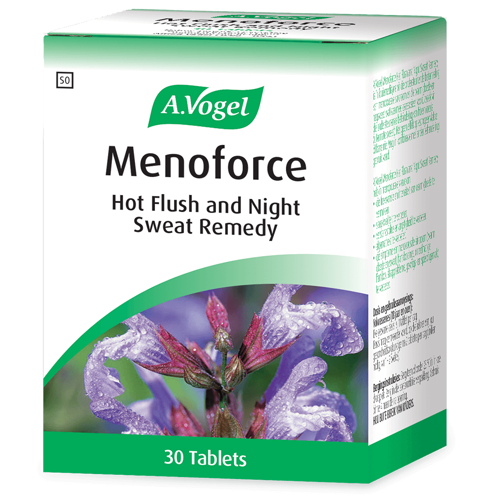 A.Vogel Menoforce Supportive treatment of menopausal syndrome, hot flushes & night sweats.Has no effect on oestrogen levels or pathways Convenient one-a-day tablet
