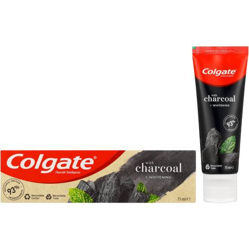 Colgate with Charcoal 75ml is formulated with salt and seaweed for a gentle, purifying experience. With a bright, ocean-fresh flavour inspired by the richness of nature and natural ingredients for healthy oral care, this fluoride toothpaste provides cavity protection for the whole family.