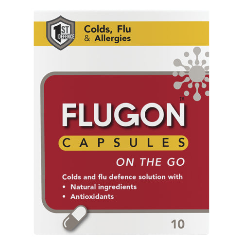 Flugon 10 Capsules is specifically formulated with pelargonium sidoides to fight symptoms of upper respiratory tract infections, like bronchitis, allergies, sinusitis, tonsillitis, colds, flu and ear infections.