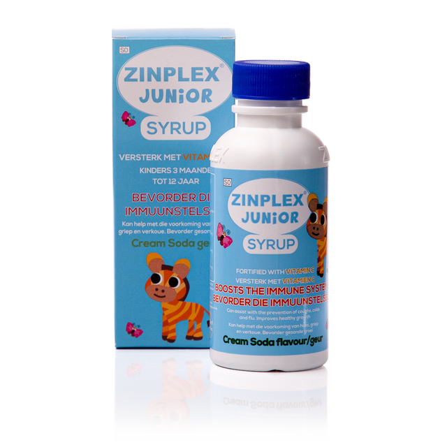 Zinplex Junior Syrup is an immune booster with Zinc, Selenium and Vitamin C. Zinc is an essential mineral which supports the immune function in children and may reduce upper respiratory infections, colds, flu, diarrhoea and skin related conditions.