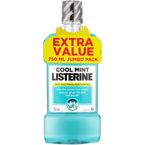 Listerine Cool Mint 750ml kills germs that cause plaque, gingivitis and bad breath. It will leave your mouth feeling fresh after every use.