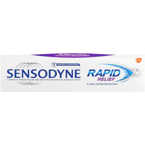 Sensodyne Rapid Relief Original Toothpaste 75ml fast relief of sensitivity pain. Its unique formula acts in seconds to quickly create a barrier over sensitive areas of your teeth. It starts providing relief from the first brush, and with every brush builds ongoing protection.