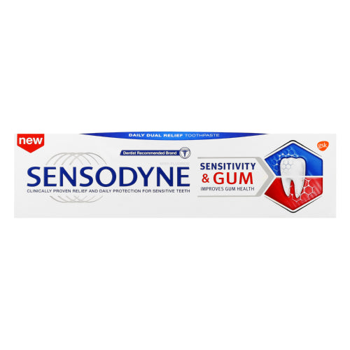 Sensodyne Sensitivity & Gum Toothpaste Regular 75ml relieves tooth and gum sensitivity by coating teeth in a protective layer that insulates dentin against hot, cold, sweet and sour foods and drink.