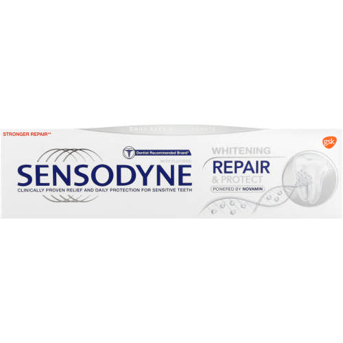 Sensodyne Toothpaste Repair & Protect 75ml is an excellent daily repair toothpaste that has been clinically proven to whiten, repair, protect and relieve sensitive teeth.