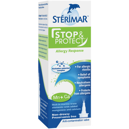 Sterimar Stop & Protect Allergy Response Nasal Spray is scientifically proven to provide fast and effective relief from congestion. With a base of 100% natural sea water, this hypertonic solution creates a natural osmotic effect to gently draw and drain even thick mucus, allowing you to breathe even more naturally. It relieves itchy nose, unblocks the nasal passages, and protects from allergies.