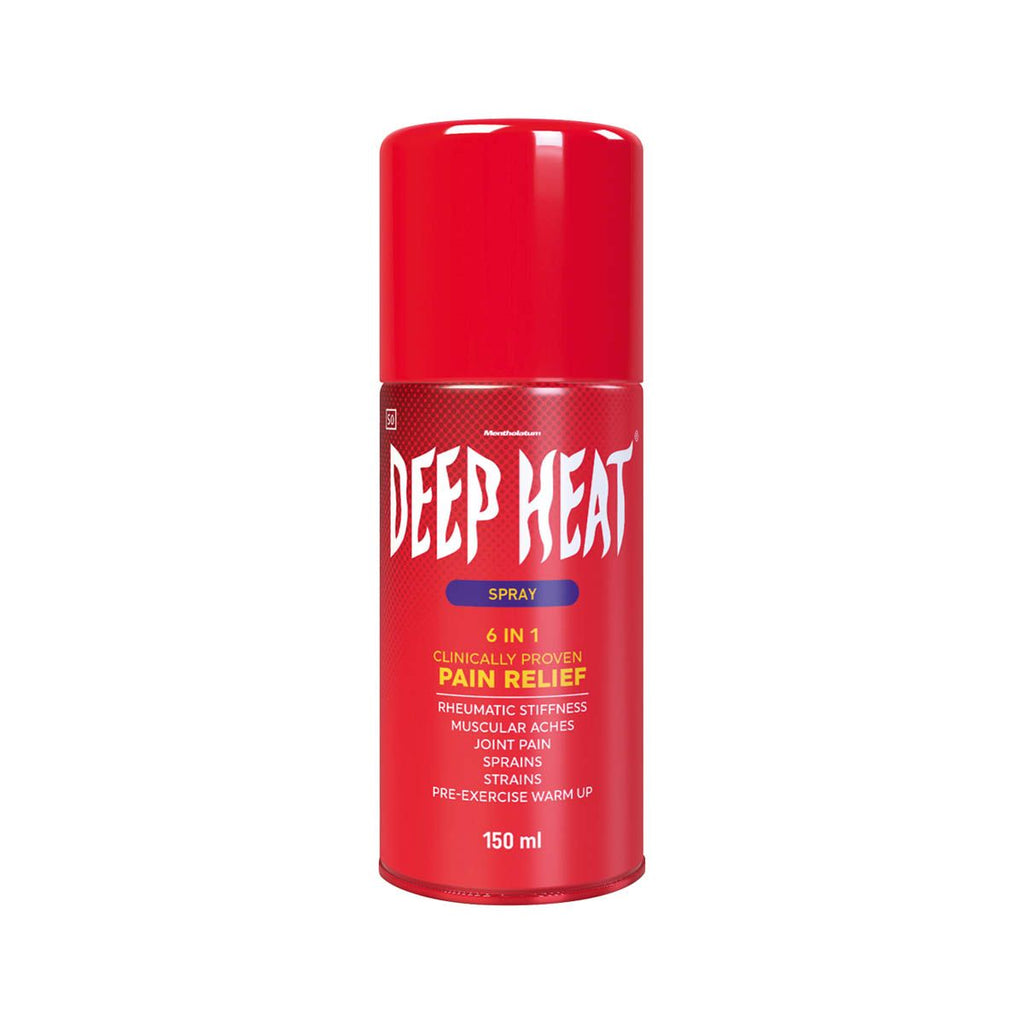 Deep Heat Pain Relief Spray 150ml uses hot treatment to relax muscles and offers fast pain relief. It relieves minor muscle pains and rheumatic stiffness
