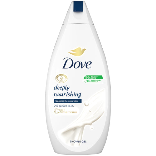 Dove Deeply Nourishing Body Wash 500ml is filled with Dove's gentlest cleansers ever to leave your skin feeling softer and smoother after just one shower. It transforms in to a rich creamy foam that will envelope your skin.