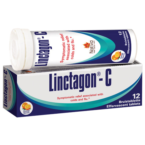 Linctagon-C Effervescent Tablets Orange 12 Tablets contains active ingredients that provide immune support, relieving symptoms of the common cold as well as acute and chronic respiratory infections.