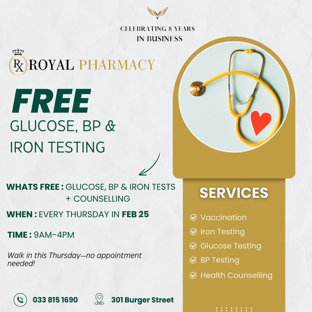 📢 Free Health Screenings at Royal Pharmacy Clinic! 💙