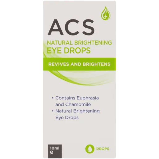 ACS brightening naturally brightening eye drops with euphrasia and chamomile, will revive and brighten your eyes.