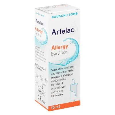 Bausch and Lomb Artelac Allergy Eye Drops 10ml is an isotonic solution made with Ectoin, a natural, cell-protective molecule with inflammation-reducing and membrane-stabilising properties. Relieves red, watery, and itchy eyes, and also provides supportive treatment for allergic conjunctivitis.