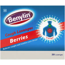 Benylin Cough Lozenges Berries 20 pack are formulated to relieve coughs and sore throats. They are individually wrapped for convenience and hygiene, allowing easy carrying in a pocket or purse.