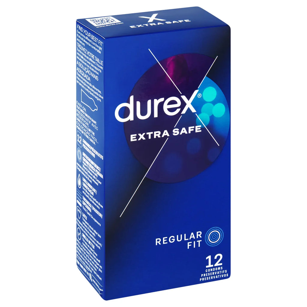 Durex Condoms 12's Extra Safe are a reliable and trusted product from the Durex brand, specifically designed for those who prioritize maximum protection during sexual activity. As the name suggests, these condoms are marketed as being "extra safe," likely due to their thicker material and reinforced design. Durex is a globally recognized brand known for its high-quality condoms, and this variant is no exception.