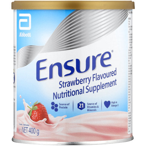 Ensure® Nutritional Supplement Strawberry 400g is a clinically proven nutritional supplement containing essential nutrients to help support and improve muscle strength. It is a unique system of ingredients including Acti-HMB, protein, calcium and vitamin D. Ensure® Gold can be used as an everyday meal replacement shake.
