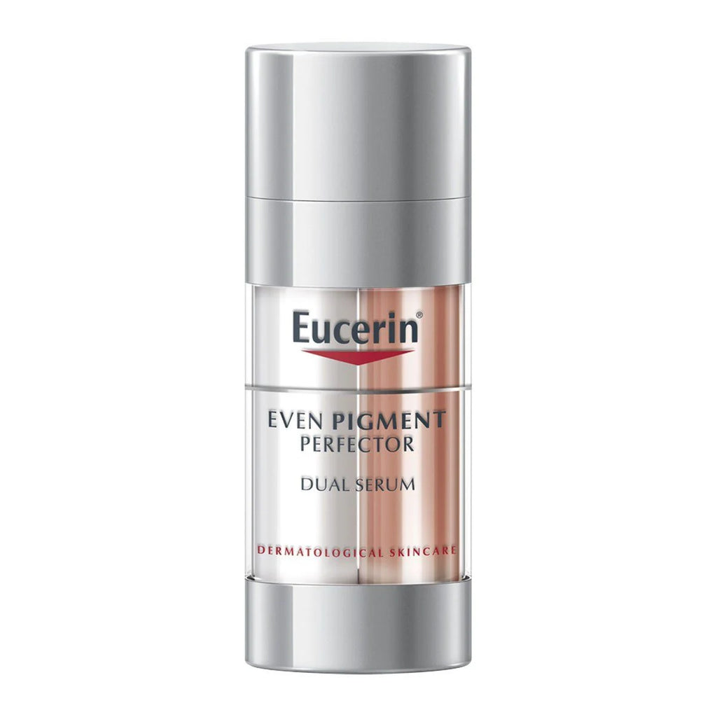 Eucerin Even Pigment Perfector Dual Serum 30ml targets uneven pigmentation and moisture loss with its dual serums. Patented Thiamidol inhibits melanin production, targeting the root cause of dark spots, while hyaluronic acid plumps up skin by drawing moisture into skin and locking it in. Skin is left smooth and renewed with regular use.