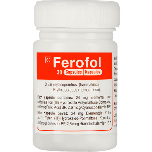 royal pharmacy; royal hospital pharmacy; Pharmacy Online; pharmacy near me; pharmacy in South Africa; pharmacy; pharmacies; iron supplement; iron; Ferofol Iron Supplement; Ferofol Iron Supplement 30 Capsules; supplements