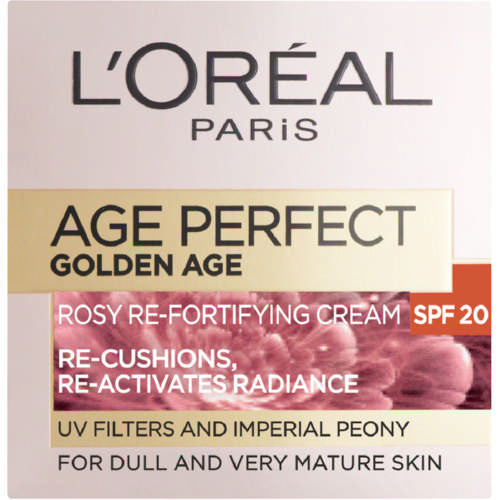 skin care; royal pharmacy; royal hospital pharmacy; Pharmacy Online; pharmacy near me; pharmacy in South Africa; pharmacy; pharmacies; L'Oreal Age Perfect SPF20 Rosy Day Cream; Golden Age;  SPF 20 Cream;  UVA protection;  UVB protection;  Neo-Calcium; Peony extract;  dull skin; mature skin; age smart; day cream; royal pharmacy online