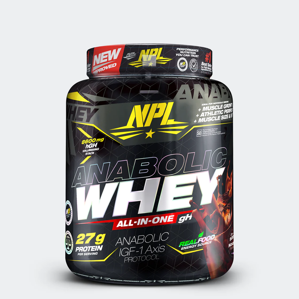 NPL Anabolic Whey 908g - is a high-quality protein shake designed for individuals looking to gain lean muscle. Anabolic Whey works with other key ingredients to promote muscle anabolism and enhance muscle protein synthesis. The volumising stack contains creatine monohydrate for increased strength and performance as well as ingredients which may stimulate natural growth hormone production.