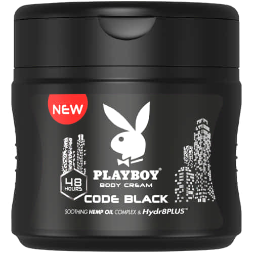 Playboy Body Cream Code Black 400ml with soothing hemp oil complex and Hydra8PLUS is a fast-absorbing, non-greasy formula that contains a unique blend of eight beneficial nutrients and vitamins. This scent offers a woody and citrusy blend with strong notes of lavender and musk.