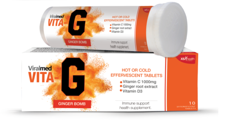 Viralmed Vita-G Effervescent 10 Tablets is an immune health support supplement that combines the benefits of maximum strength Vitamin C (1000mg) and ginger root extract with a powerful hit of real ginger flavour in each dose.