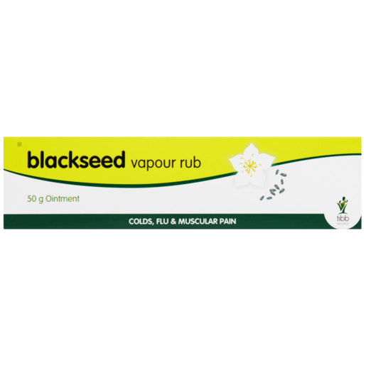 Blackseed vapour rub is used to aid in the treatment of muscular aches and pains associated with colds and flu.