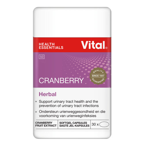 Vital Cranberry Complex 30 Capsules is formulated with cranberry to help prevent urinary tract infections and maintain urinary health. Also contains stinging nettle, L-arginine, buchu, sage leaf and vitamin C for comprehensive support.