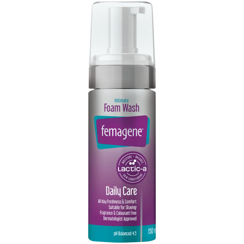 Femagene® Intimate Foam Wash 150 ml is designed to complement the pH of your delicate external vaginal area, leaving you with all day freshness and comfort.

Dermatologically tested
pH Balanced 4.5
Fragrance free
Colourant free
Can be used for Shaving