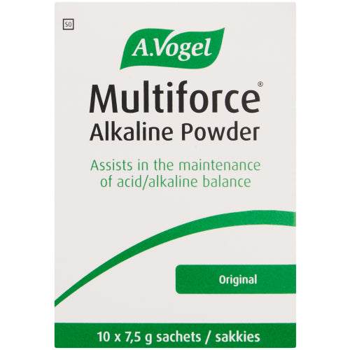 A. Vogel Multiforce Alkaline Powder 10 Sachets is an organic multi-nutrient powder that helps to maintain the optimal mineral and acid-base balance in the body. Made with organic plant calcium and vitamin C.