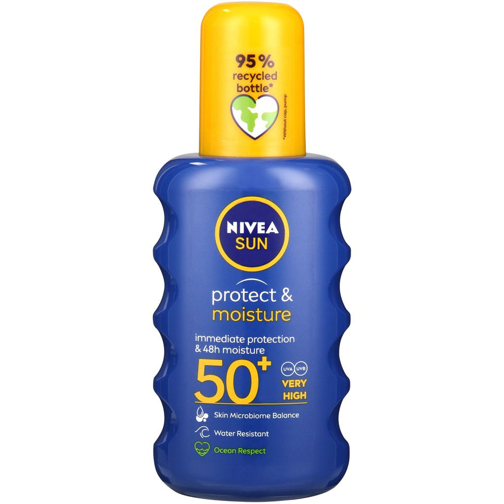 Nivea Sun Protect & Moisture Sun Spray SPF50+ Sunscreen 200ml Nivea sun moisturising sun sprays for soft, protected skin.