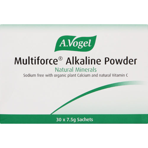 A.Vogel Multiforce Alkaline Powder Sachets 30's organic ingredients to help maintain acidity and alkaline levels in the body. It contains organic plant calcium and natural Vitamin C