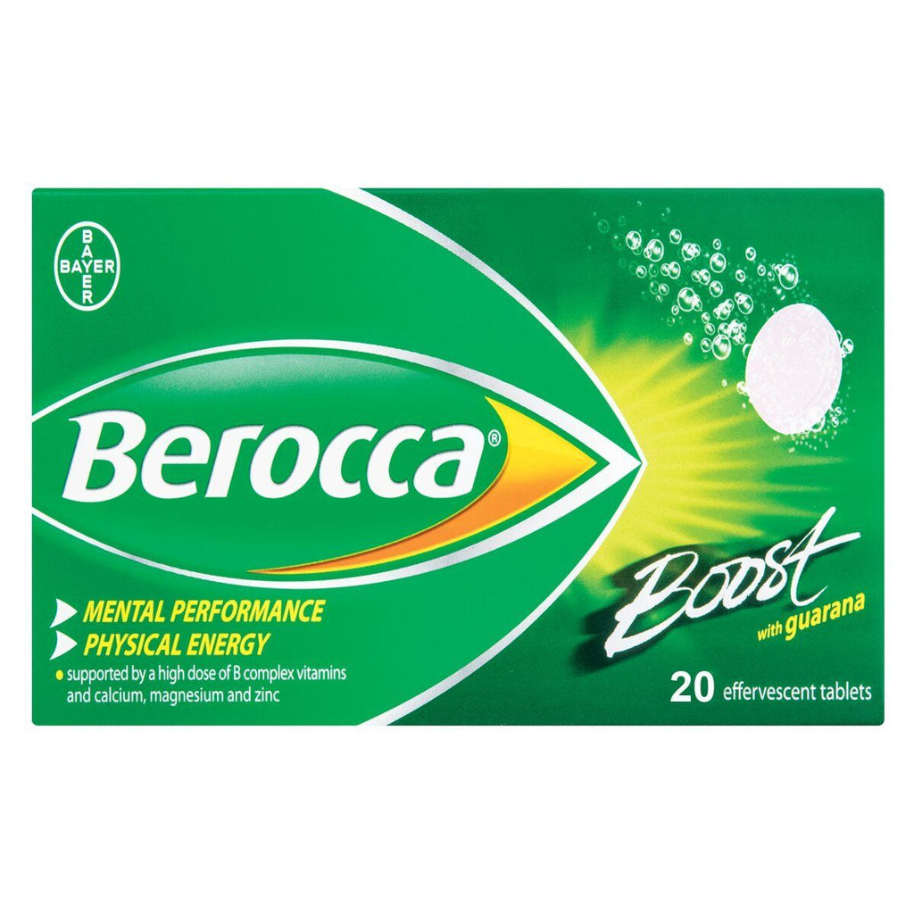 Berocca Boost 20s gives you a boost in energy when you need it most. It contains guarana and a special selection of B vitamins and minerals to energise your system and give you a kick.