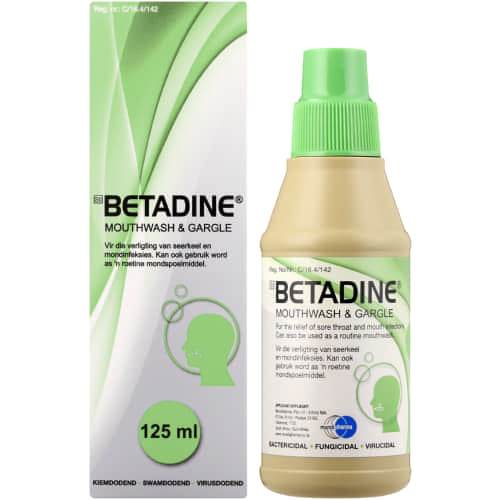 Betadine Mouthwash & Gargle 125ml It can be used to offer relief of painful infections and inflammatory conditions of the mouth and pharynx. It can also be used as an everyday mouthwash.