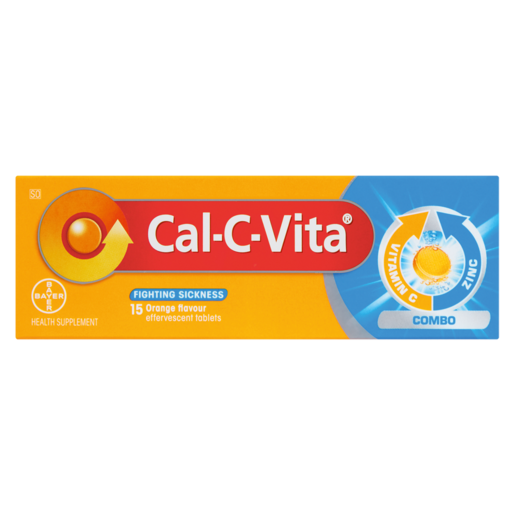 Cal-C-Vita Eff 10s combo The Cal-C-Vita Effervescent is high in Vitamin C and Zinc to help fight sickness.