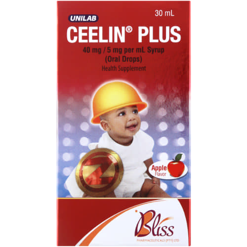 Ceelin Plus 40mg Drops 30ml is a pediatric supplement designed to bolster your child's immune system. Combining Vitamin C and Zinc, it supports overall health and development during early childhood.