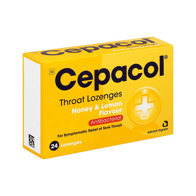 Cepacol Throat Lozenges Honey And Lemon 24 Lozenges gets to work fast to relieve and soothe a sore throat. It also contains a mild antibacterial agent to stop the growth of bacteria and fungi that can cause mouth and throat infections
