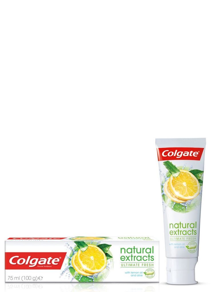 Colgate Natural Extracts Lemon ToothPaste 75ML with Lemon Oil and Aloe Extracts for a refreshing, invigorating experience with energizing citrus mint flavour.