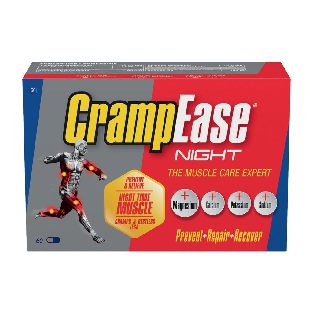 CrampEze Night 60's replenishes essential salts to remedy night-time muscle cramps caused by electrolyte imbalance. The stimulant-free formula has added chamomile to help you get a good night’s rest