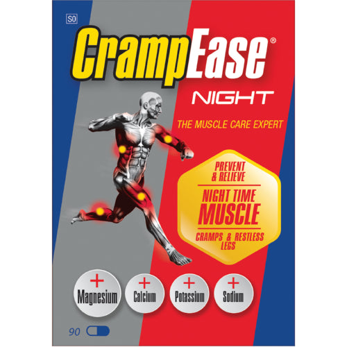 CrampEze Night 90's replenishes essential salts to remedy night-time muscle cramps caused by electrolyte imbalance. The stimulant-free formula has added chamomile to help you get a good night’s rest