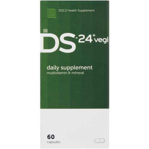 DS 24 vegi 60s is a daily vegetable supplement formulated with 24 micronutrients. It is completely free of gelatin and animal products, which makes it perfect for vegans.