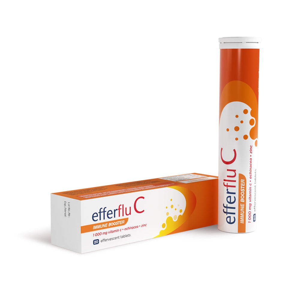 Efferflu C Immune Booster 20 Effervescent Tablets is specially formulated to help protect the body's immune system and give it a boost to better protect you against colds and flu. Contains 1000mg vitamin C, echinacea and zinc.