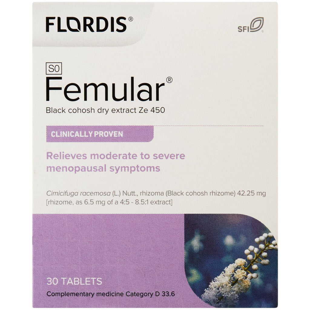 Femular 30s relieve a range of menopause symptoms, including hot flushes, night sweats, irritability, mild anxiety, sleeplessness, fatigue, and joint pain.