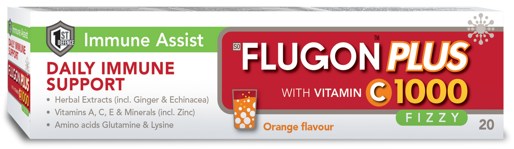 Flugon Plus vitamin C Helps support your immune system, and maintain good health with 1 000 mg Vitamin C.