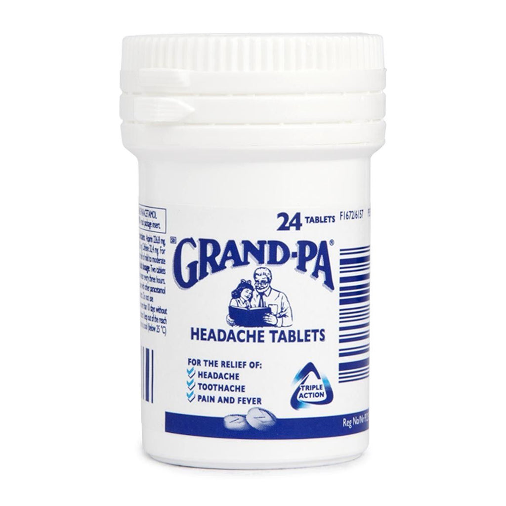 Grand-Pa Headache Tablets contain paracetamol and aspirin and help with relief of mild aches and pains, and fever associated with headaches, toothaches and colds and flu.