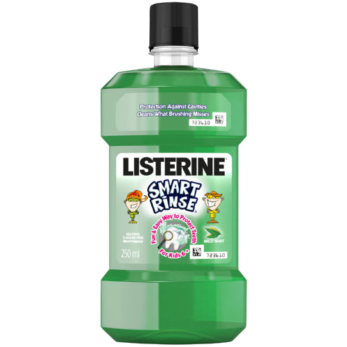 Listerine Mouthwash Smart Rinse Mild Mint 250ml Listerine Kids Smart Rinse Mouthwash Mild Mint 250ml has been developed to be extra gentle for children's use, and helps to freshen breath and prevent tooth decay.