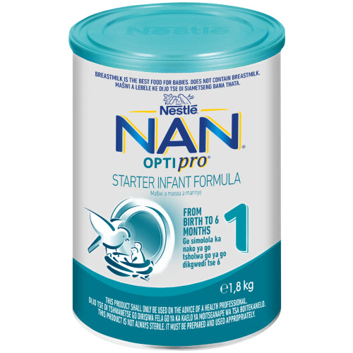 Nestlé NAN Optipro Stage 1 Starter Infant Formula is a premium infant formula designed for babies from birth up to 6 months. Formulated with OPTIPRO, a unique blend of optimized proteins, it supports your baby's growth and development when breast milk is not available. This 1.8kg pack provides a convenient and reliable feeding solution for your infant's early nutritional needs.
