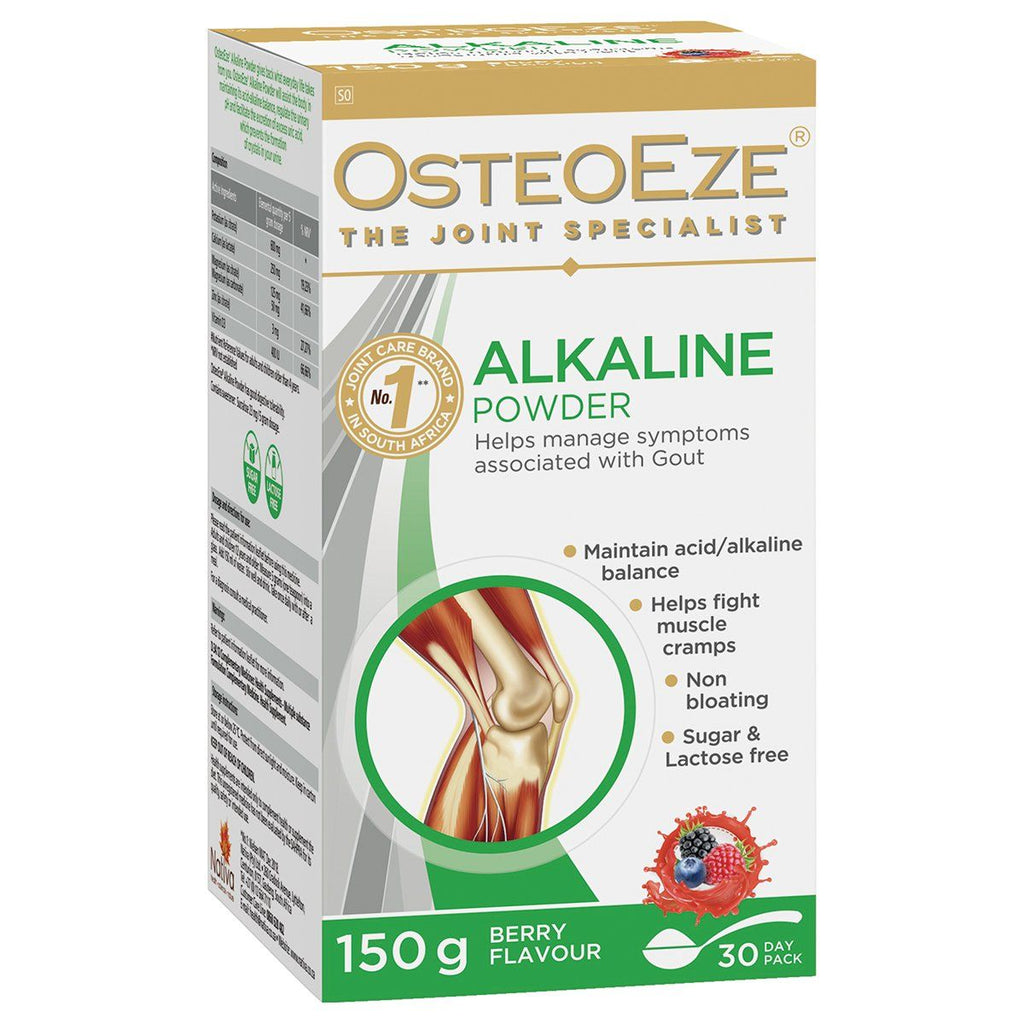OsteoEze Alkaline Powder 150g Provides symptomatic relief from gout by maintaining the body's acid-alkaline balance