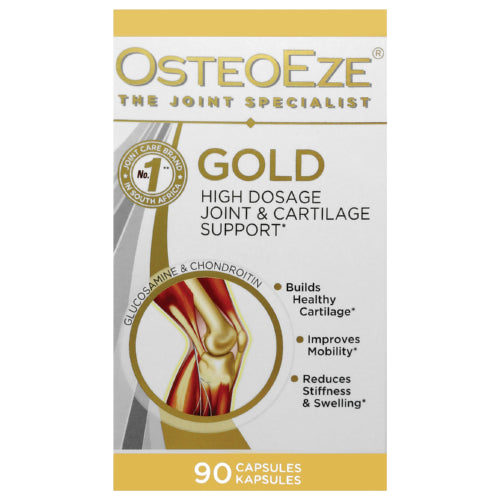 OsteoEze Gold High Potency Joint Formula 90 Capsules prevents cartilage degeneration and reduces joint pain, stiffness, inflammation and swelling. Contains an effective combination of ingredients, including vitamin C, manganese, MSM, boron and selenium.